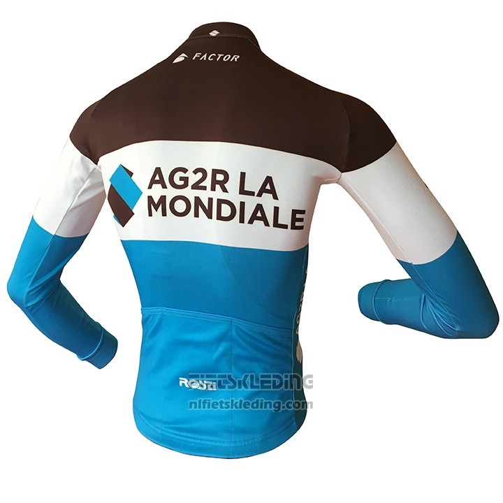 2018 Fietskleding Ag2r La Mondiale Bruin Blauw Lange Mouwen en Koersbroek